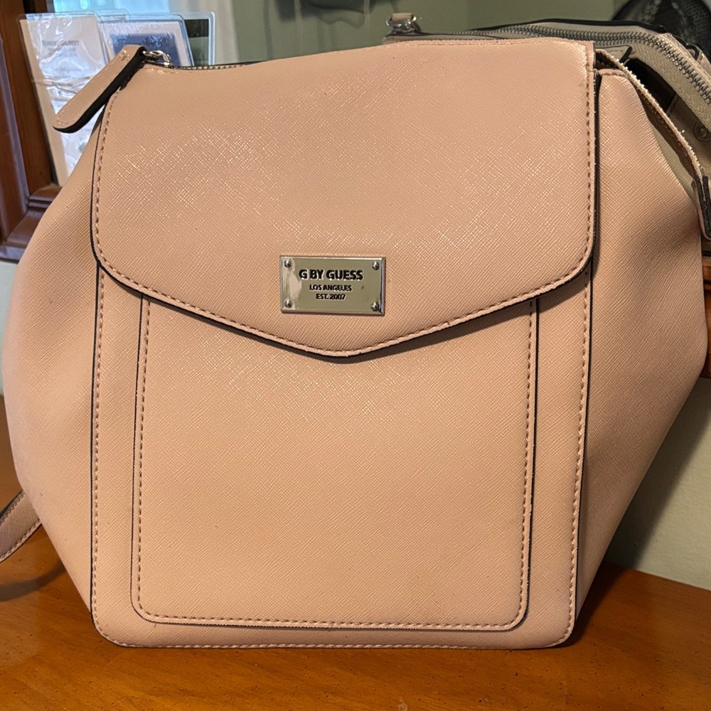 G by Guess Blush Backpack Bag with Small Chain Handle.